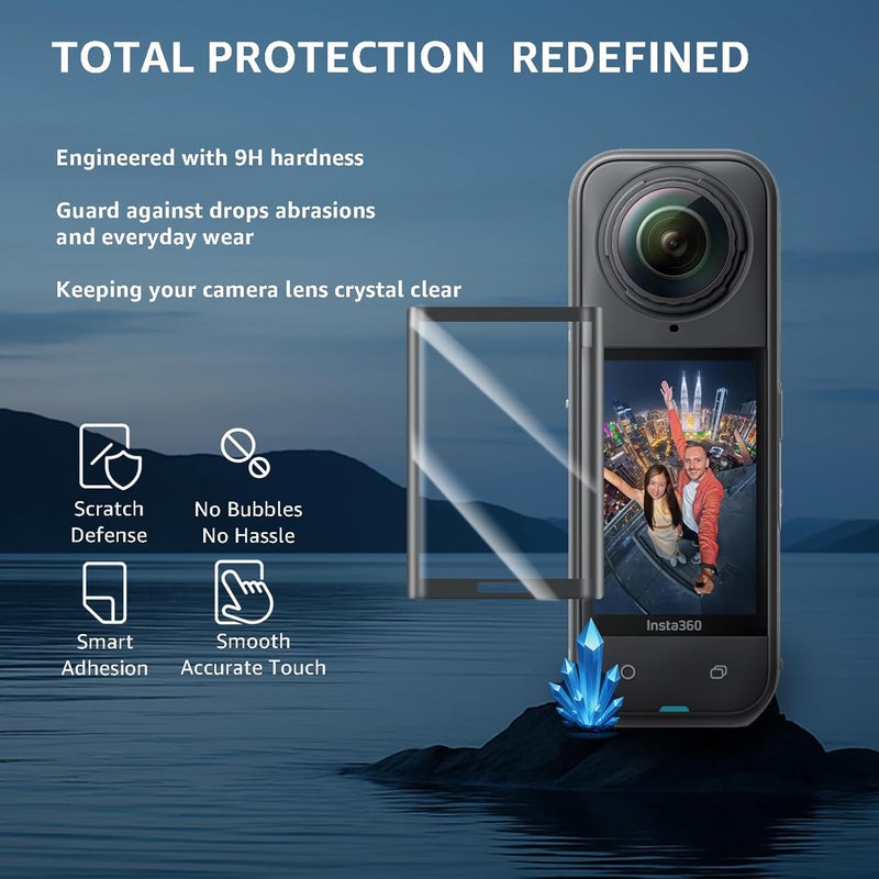 Drogear 2 Pcs Screen Protector and Lens Cap for Insta360 X5, Insta360 X4/X5 Tempered Glass Screen Film + Silicone Lens Protective Cover, Protect against Dust and Scratches, Insta360 X5 Accessories - Image 5